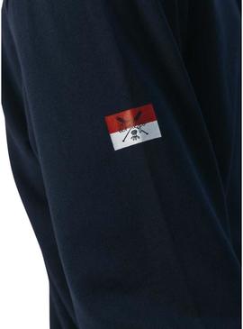 Moletom El Pulpo com capuz bordado heritage azul marinho para homem.