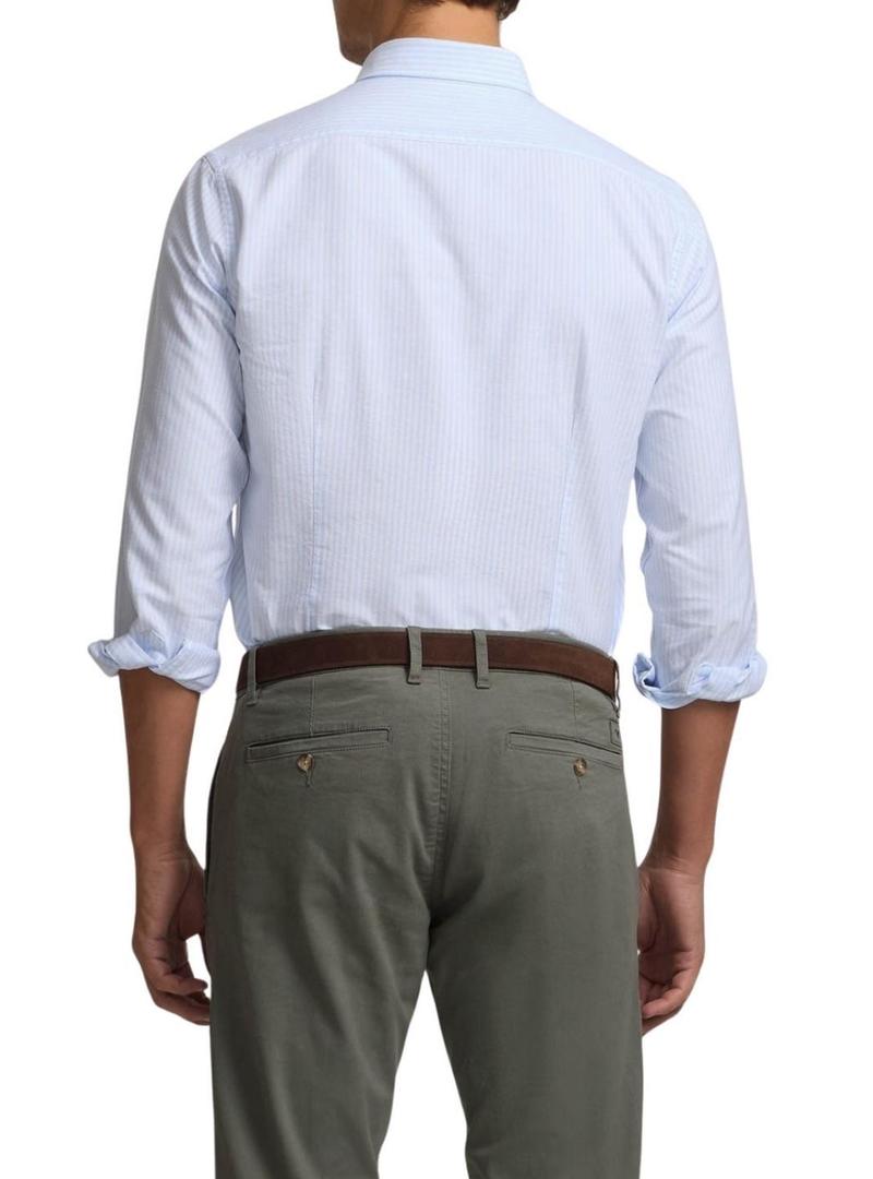 Camisa Silbon sport oxford listrada azul para homem