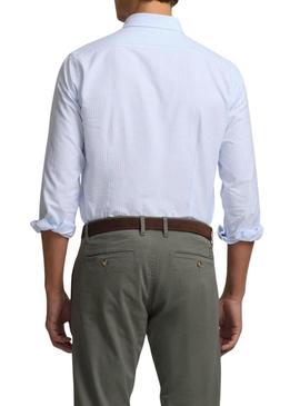 Camisa Silbon sport oxford listrada azul para homem