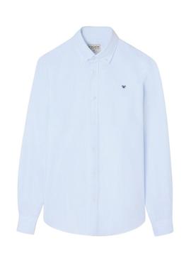 Camisa Silbon sport oxford listrada azul para homem