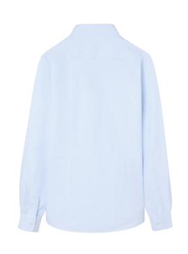 Camisa Silbon sport oxford listrada azul para homem