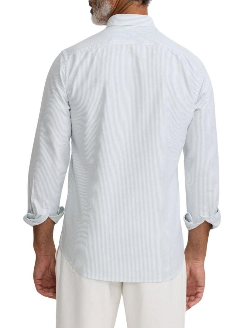 Camisa Silbon esporte listrada verde Oxford para homem.