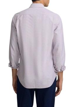 Camisa Silbon sport oxford listras grená para homem