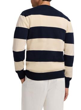 Camisa de riscas bege Silbon para homem