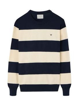 Camisa de riscas bege Silbon para homem