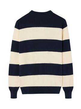 Camisa de riscas bege Silbon para homem