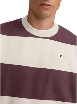 Moletom Silbon relaxed listras creme e grená para homem.