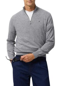 Camisola Silbon de meio zíper cinza para homem