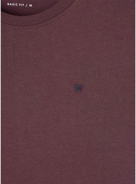 Camiseta Silbon minilogo granate para homem.