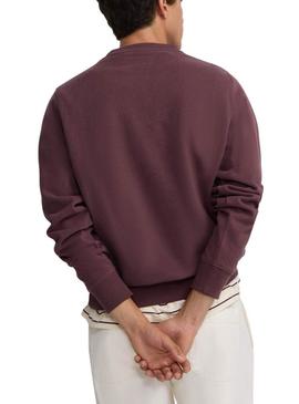 Moletom Silbon raquete de veludo cotelê granate para homem