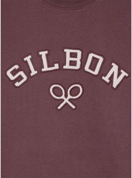 Moletom Silbon raquete de veludo cotelê granate para homem
