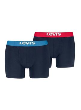 Embalagem de 2 cuecas Levi's Basic azul-marinho para homem.