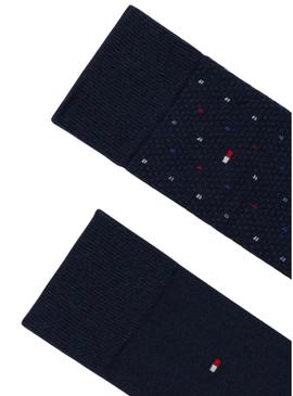 Embalagem de 2 pares de meias Tommy Hilfiger azul-marinho para homens.