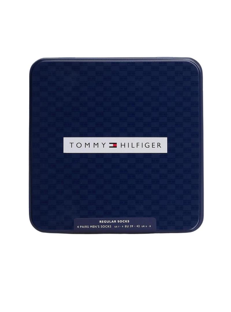 Pacote com 4 pares de meias Tommy Hilfiger Giftbox pretas para homem.