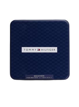 Pacote com 4 pares de meias Tommy Hilfiger Giftbox pretas para homem.