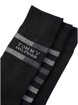 Pack 3 pares de meias Tommy Hilfiger Giftbox preto para homem.