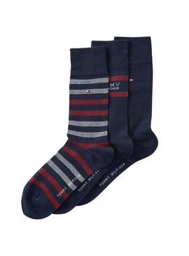 Pack 3 pares de meias Tommy Hilfiger Giftbox azul marinho para homem