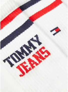 Pack 2 pares de meias Tommy Jeans brancas para mulher.