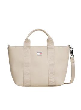 Bolsa Tommy Jeans Daily Elevated Mini bege para mulher.