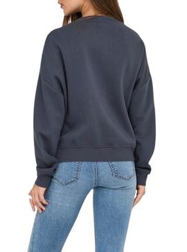 Moletom Only Onlsweat Life azul marinho para mulher.