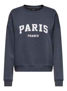 Moletom Only Onlsweat Life azul marinho para mulher.