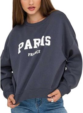 Moletom Only Onlsweat Life azul marinho para mulher.