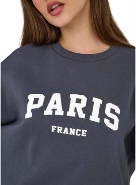 Moletom Only Onlsweat Life azul marinho para mulher.