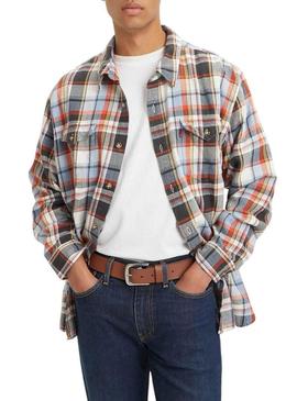 Cinto Levis fivela metálica Seine marrom claro para homens.