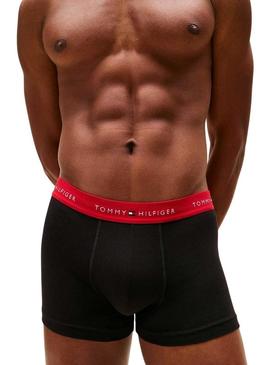 Pack de 3 cuecas Tommy Hilfiger Trunk Signature preto para homem.