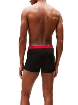 Pack de 3 cuecas Tommy Hilfiger Trunk Signature preto para homem.