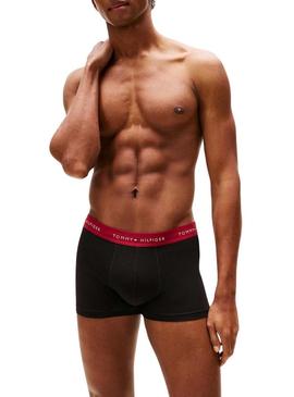 Pack de 3 cuecas Tommy Hilfiger Trunk Signature preto para homem.