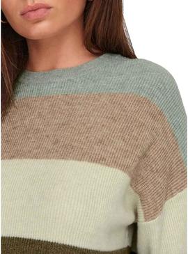 Camisola Jersey Only Atia às riscas multicolorida para mulher.