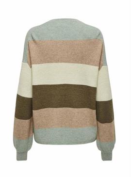 Camisola Jersey Only Atia às riscas multicolorida para mulher.