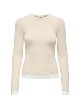 Camisa Only Virro bege para mulher.