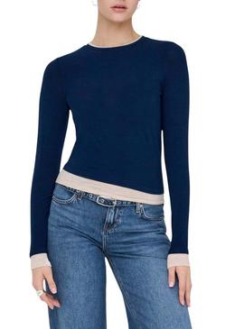 Camiseta Only Virro marinho para mulher.