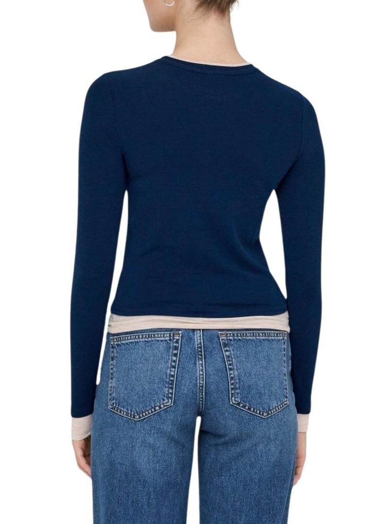 Camiseta Only Virro marinho para mulher.