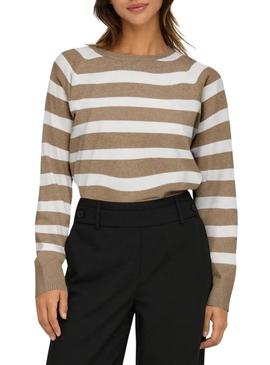 Camisola Only Ama listras beige para mulher