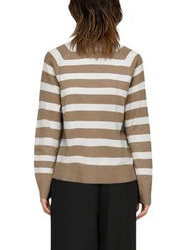 Camisola Only Ama listras beige para mulher