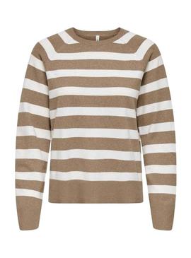 Camisola Only Ama listras beige para mulher