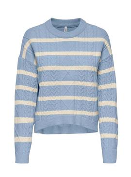 Camisola Jersey Katia listrada azul Only para mulher.