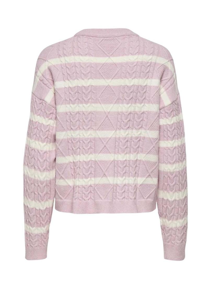 Camisola Jersey Only Katia listrada rosa para mulher.