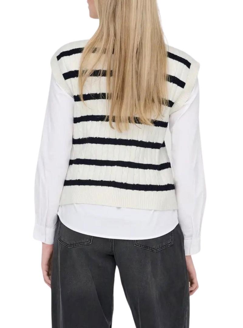 Colete listrado branco Only Katia para mulher