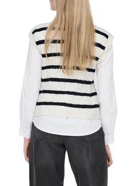Colete listrado branco Only Katia para mulher