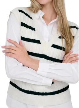 Colete listrado branco Only Katia para mulher