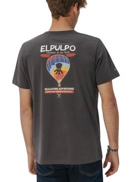 Camiseta El Pulpo Aventura cinza para homem
