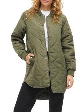 Casaco acolchoado Vila Vitate verde para mulher.