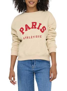 Moletom Only Onlsweat Life bege para mulher.