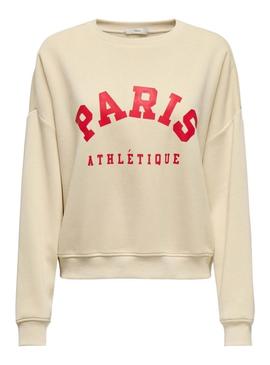 Moletom Only Onlsweat Life bege para mulher.
