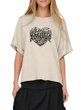 Camiseta Only Lucy creme para mulher