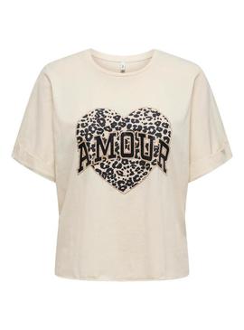 Camiseta Only Lucy creme para mulher